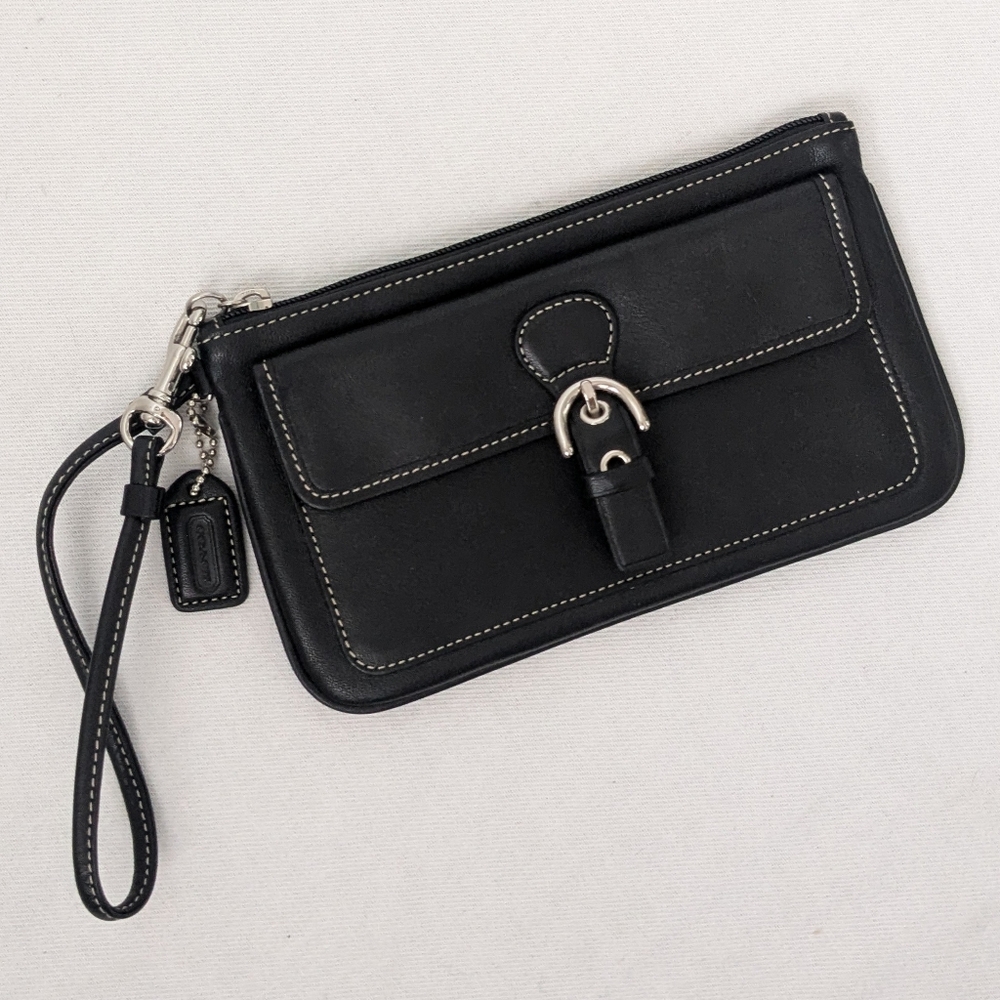 NWT Coach Soho Black Leather Vintage Wristlet Wallet Purse Secure Zip Closure - Picture 9 of 10